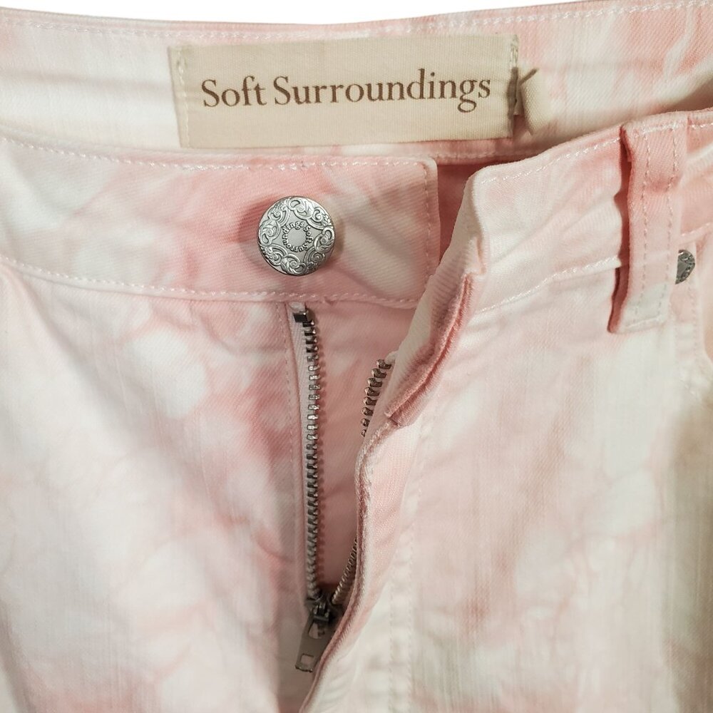 Soft Surroundings Size 14 Jeans Tie Dye Pants Boho Skinny Pink White - Picture 5 of 11